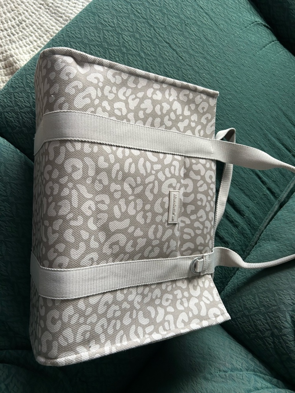 Mondetta Taupe Leopard-Print Tote with Cream Straps